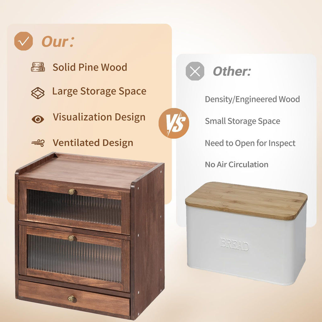 Wood Bread Box with Cutlery Drawer B745