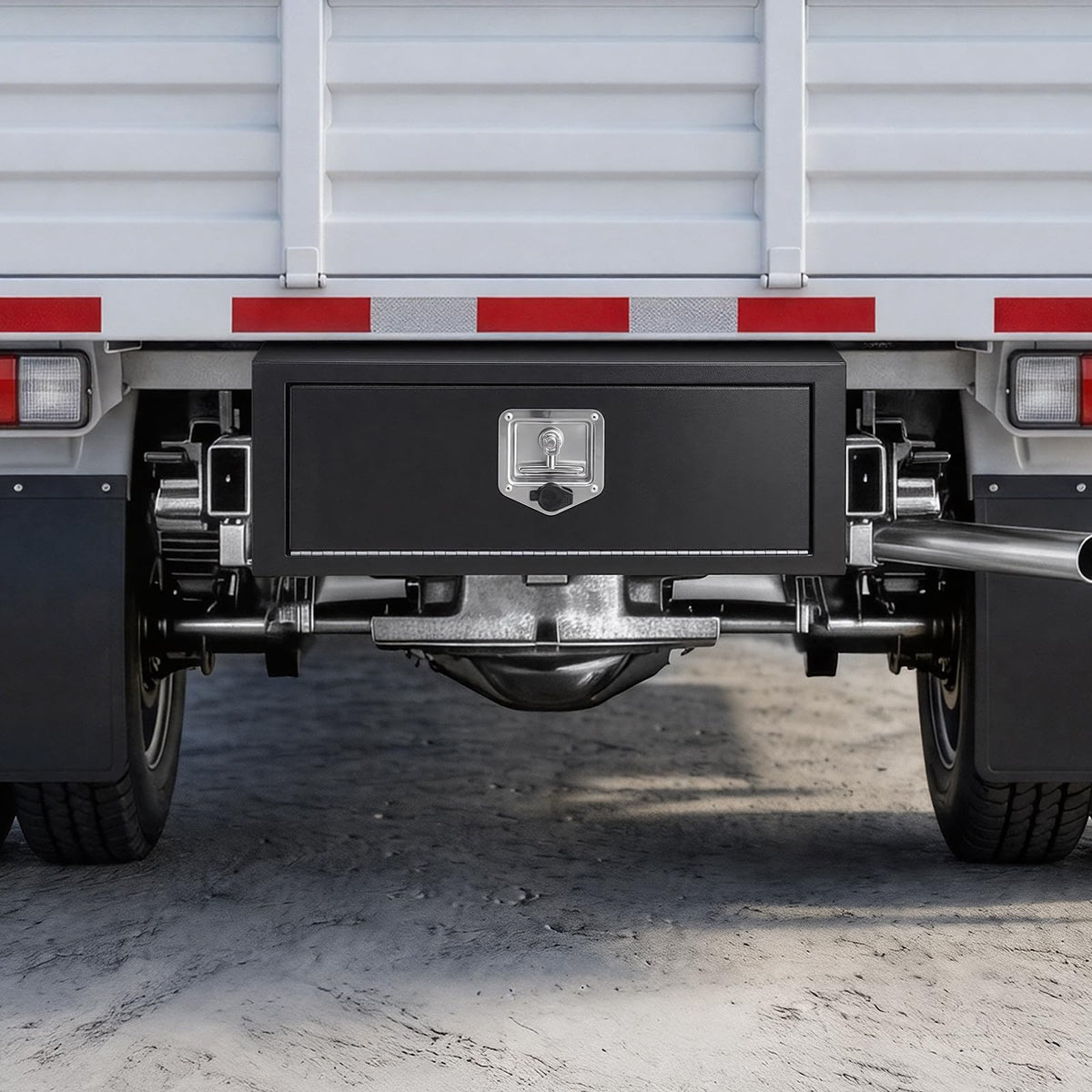 Underbody Truck Tool Box 27 x 10 x 10 Inch Heavy Duty Steel with Lock & Keys Black Y365