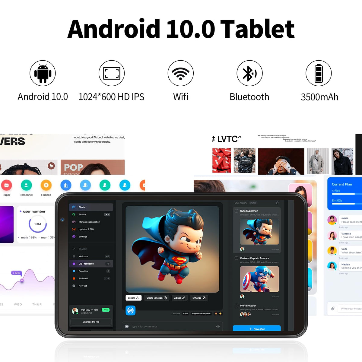 Android 7 inch Tablet 32GB ROM 2GB RAM HD Touchscreen Dual Camera V969053