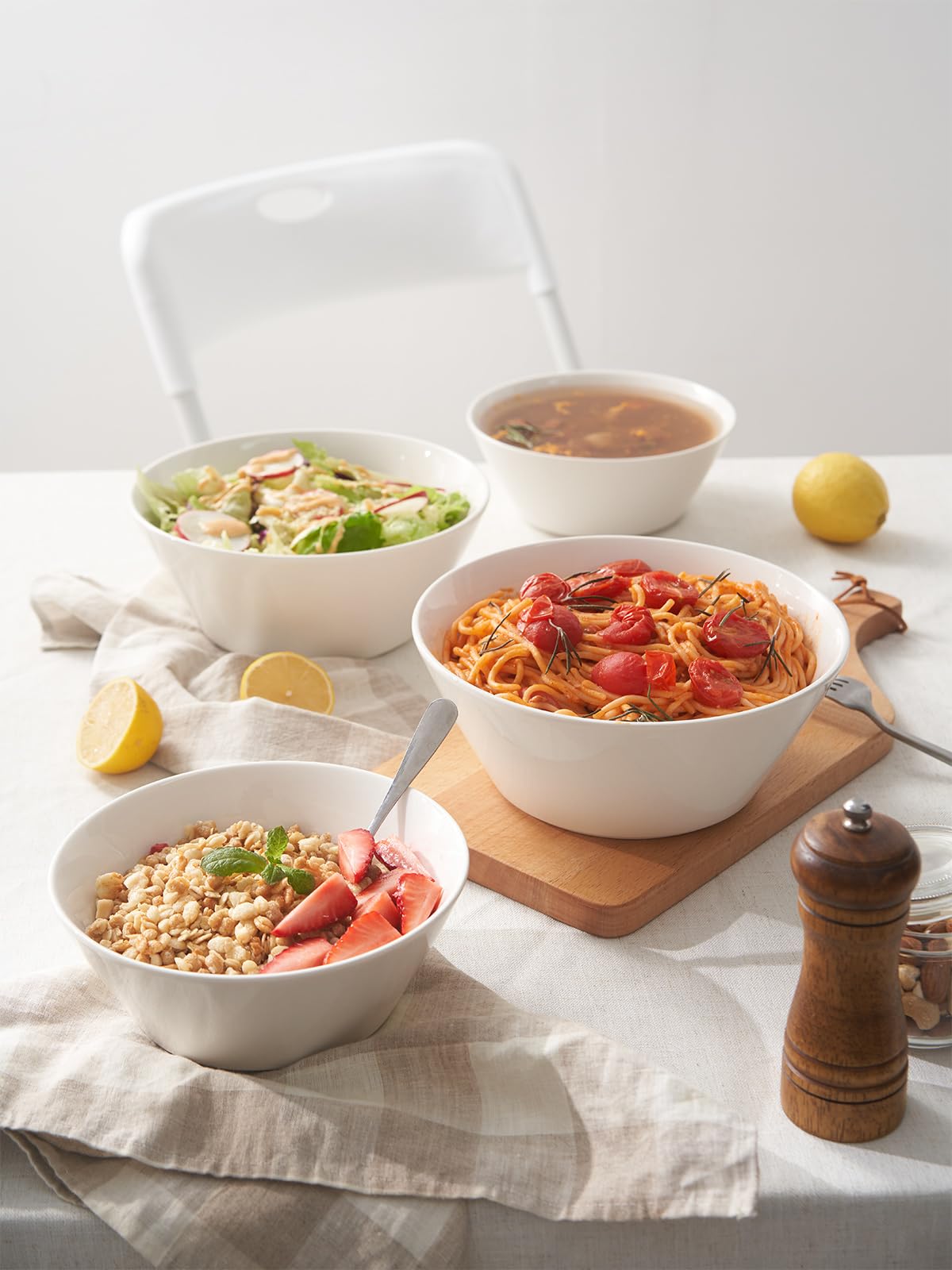 32 OZ Soup Bowls Set of 4 + 86 oz Ceramic Serving Dishes V2983