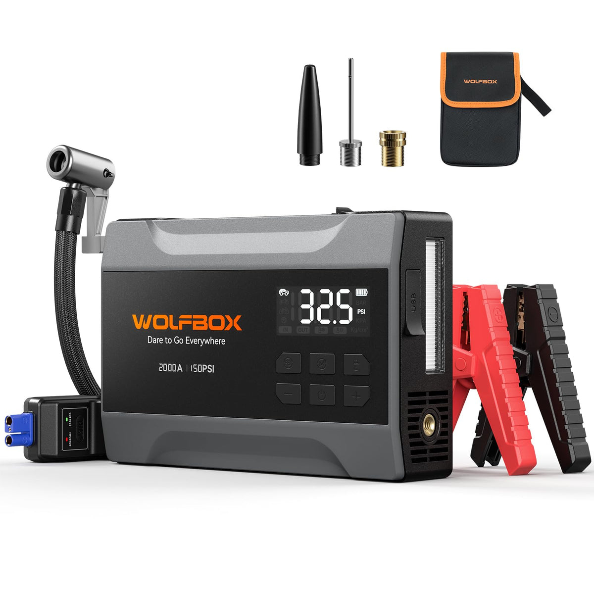 2000A Portable 12V Jump Starter with Air Compressor T8788