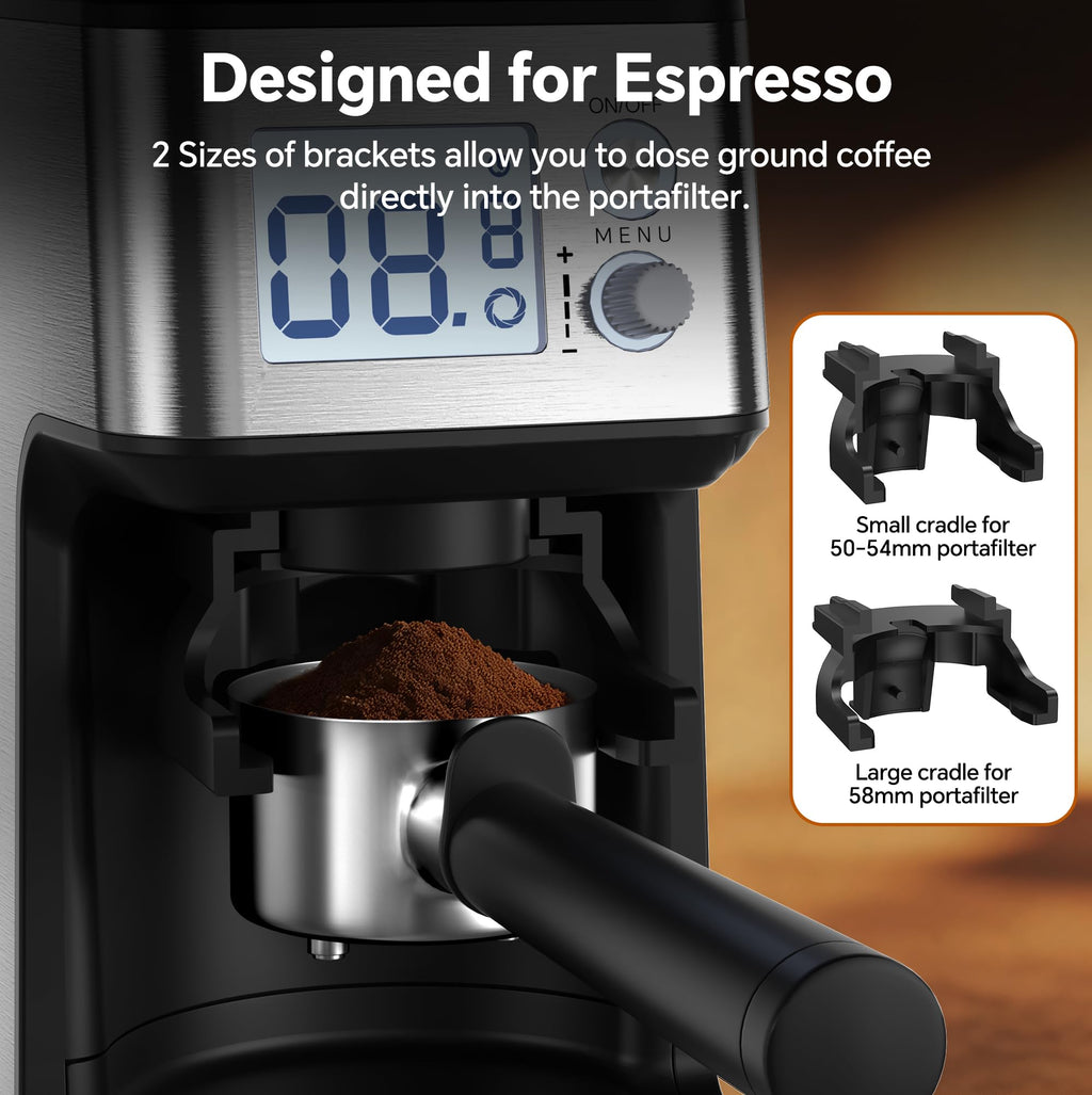 Conical Burr Coffee Grinder, 51 Grind Settings, 1-12 Cups, Stainless Steel W979