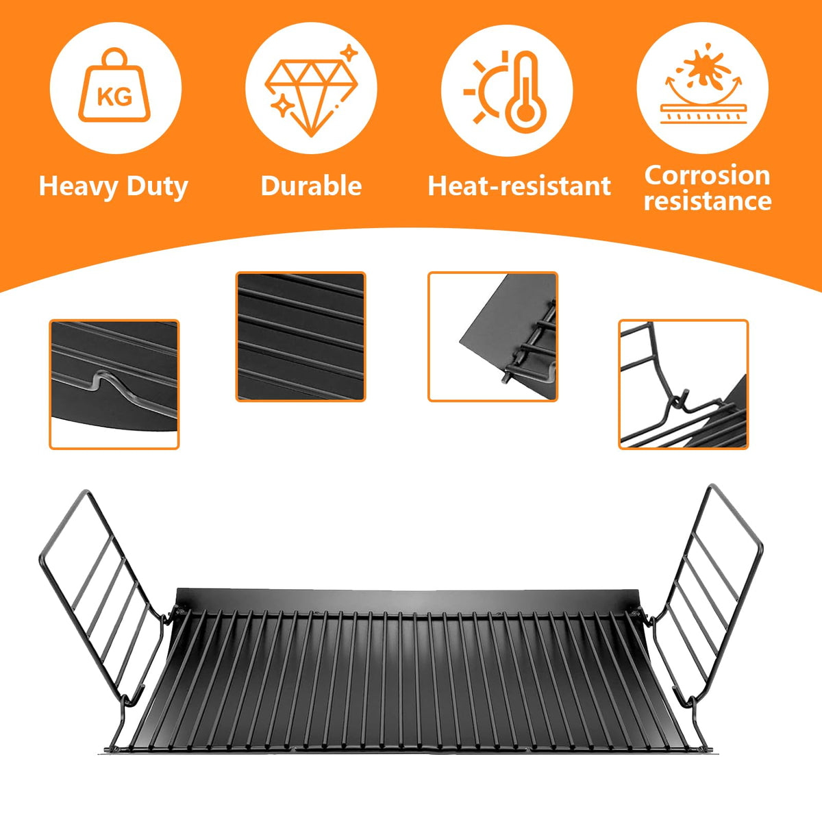 27” Ash Pan Charcoal Tray Replacement with 2Pcs Fire Grate Hanger H890470
