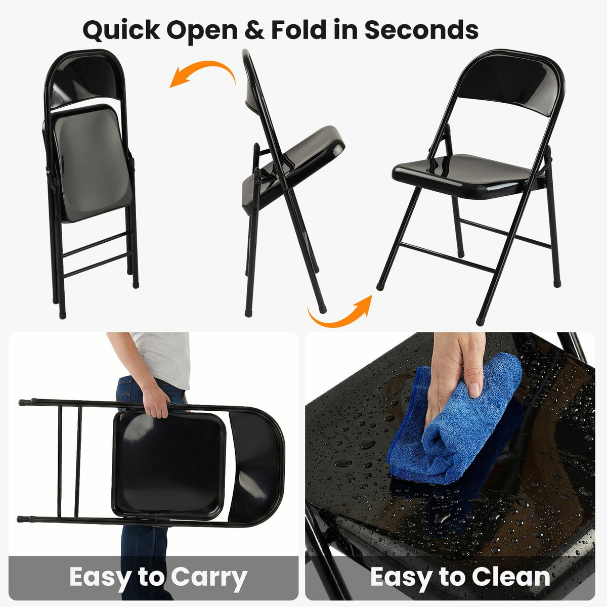 10 Pack Black Metal Folding Chairs R99022