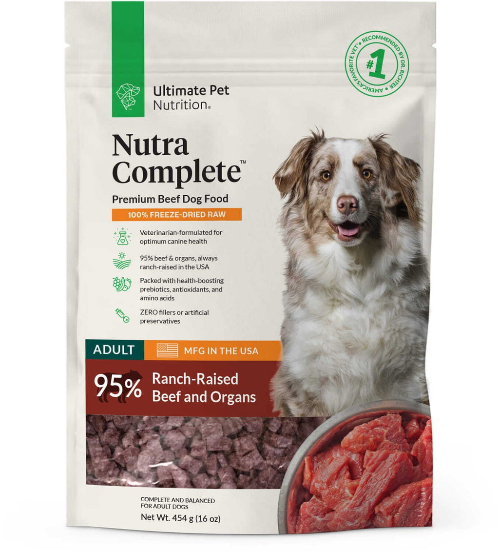 Freeze Dried Raw Dog Food with Antioxidants Prebiotics and Amino Acids, 1 Pound Beef P11277