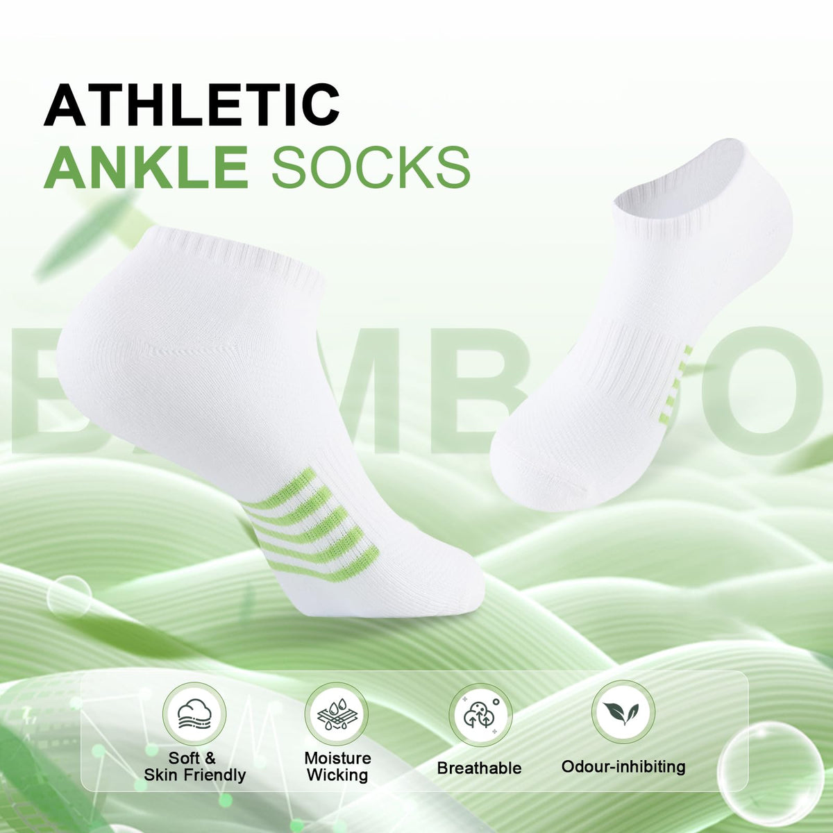 6 Pairs Bamboo Viscose Low Cut Ankle Socks Q956