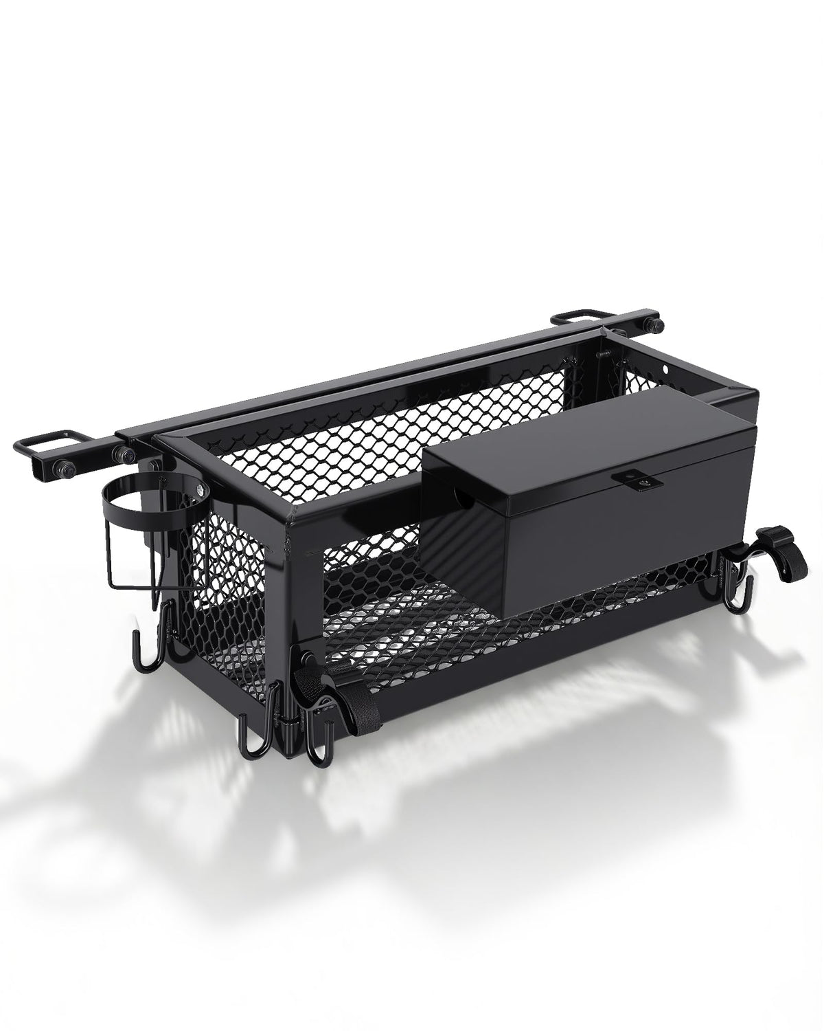 Heavy Duty Steel Tractor Tool Box Basket 24x10x10in Powder Coated Black V44674