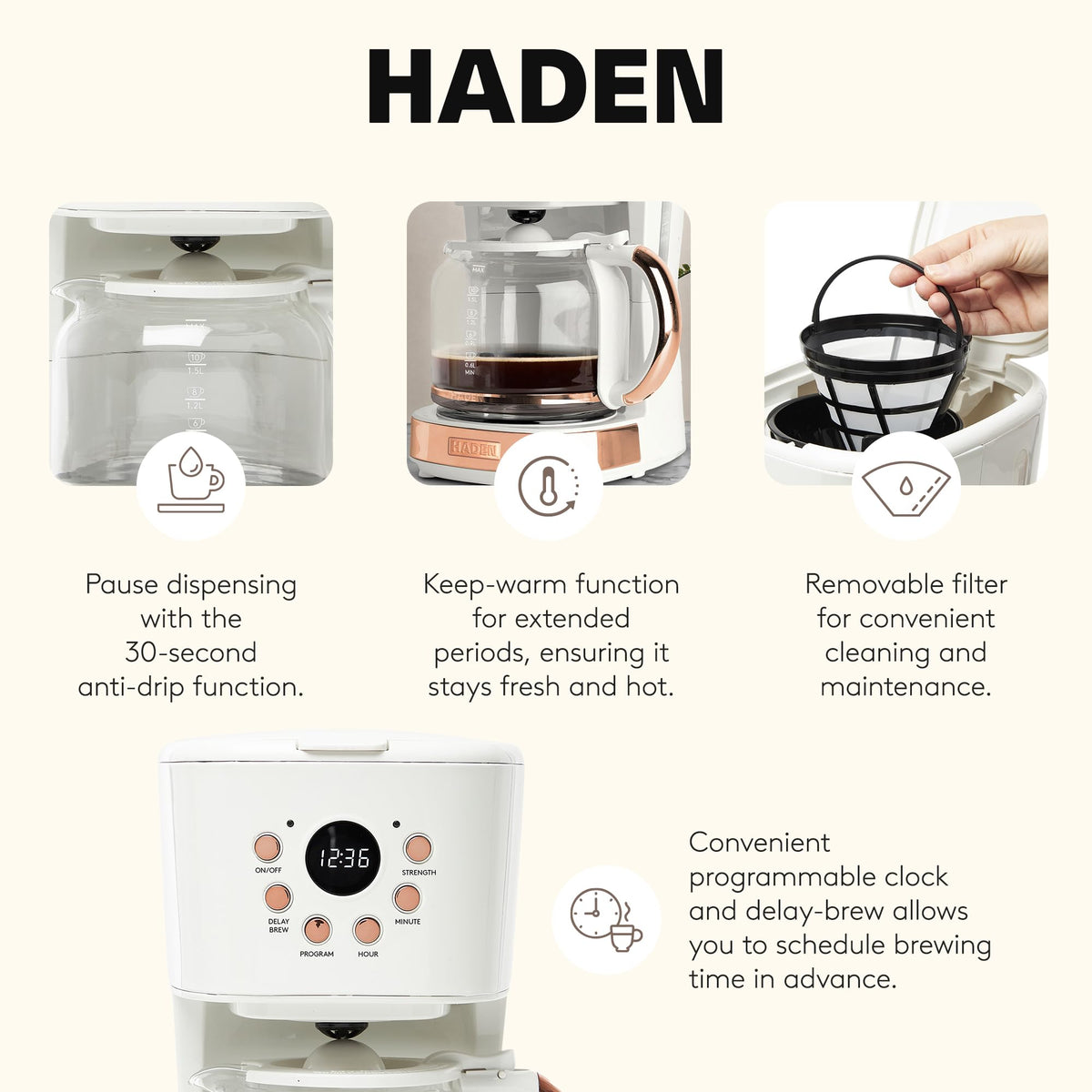 12 Cup Programmable Drip Coffee Maker H833