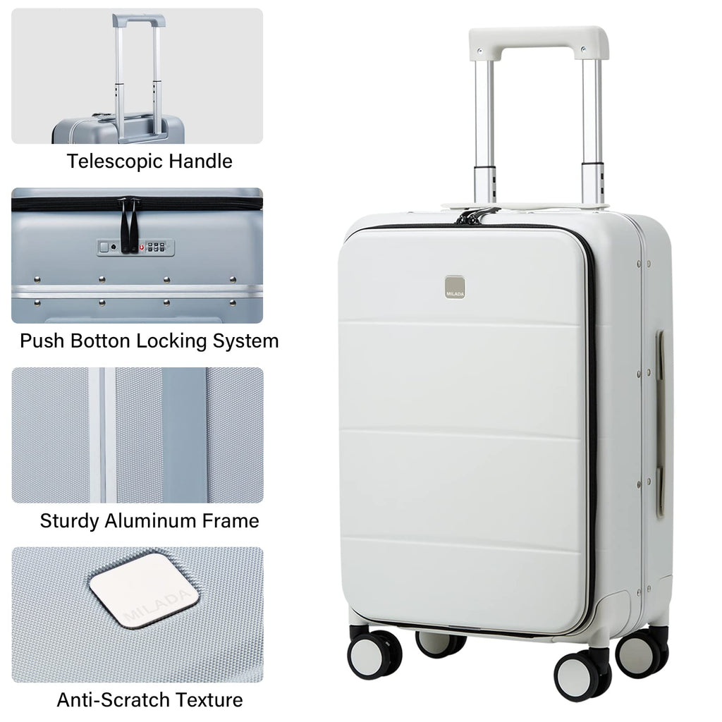 Smoke White 20 Inch Hard Shell Carry On Luggage K4296