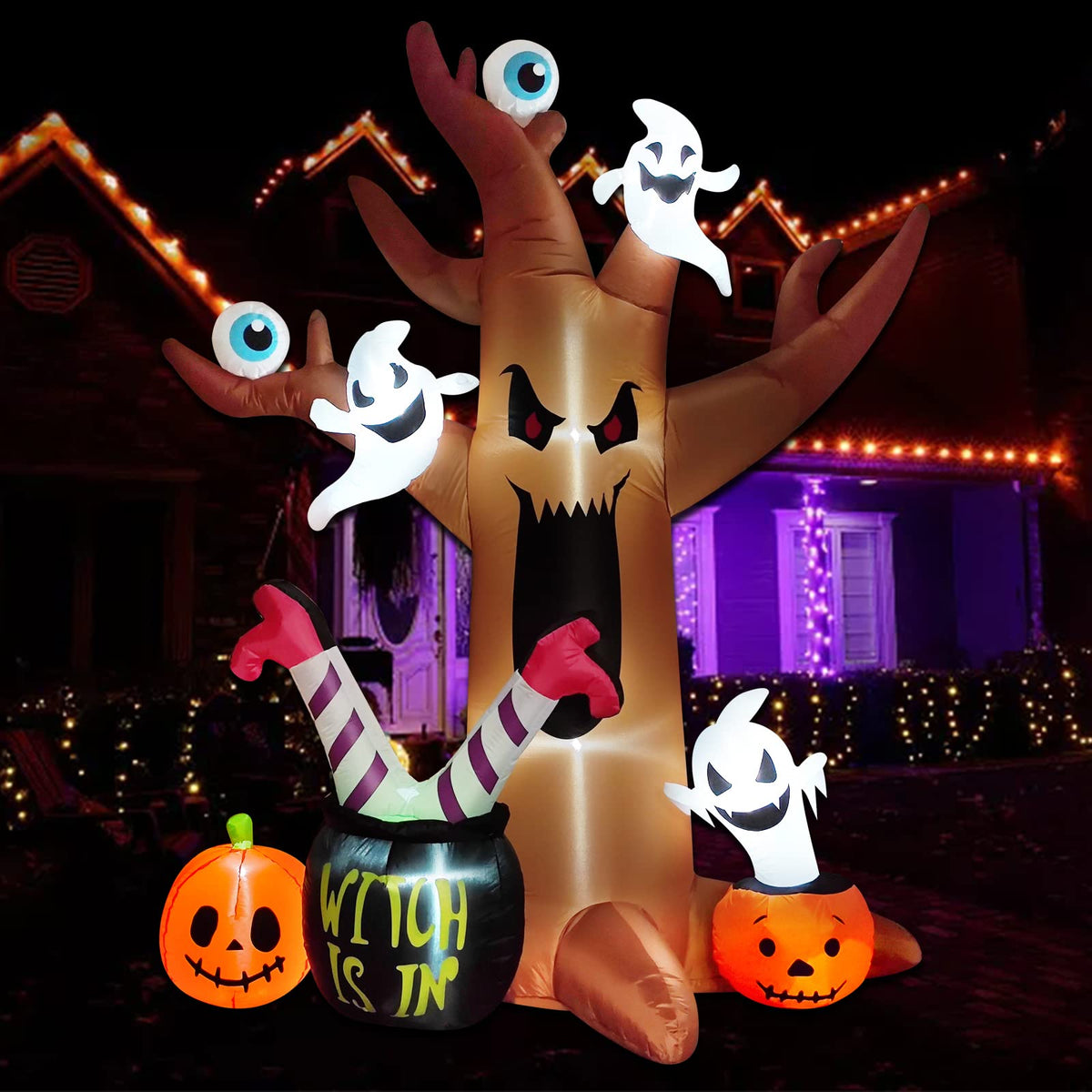 8 Ft Halloween Inflatable Tree with Built-in LED Lights J34517