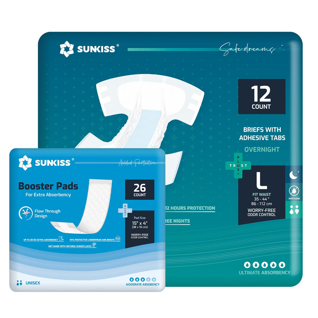 Adult Diapers Large 12 Count & Booster Pads 26 Count B610447