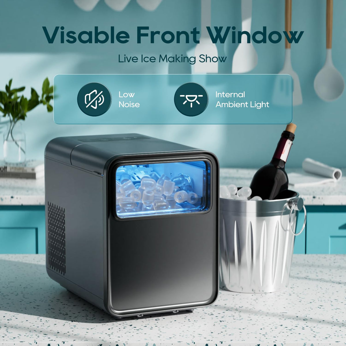 Countertop Ice Maker 9 Ice Cubes 26.5LBS/24H U355467