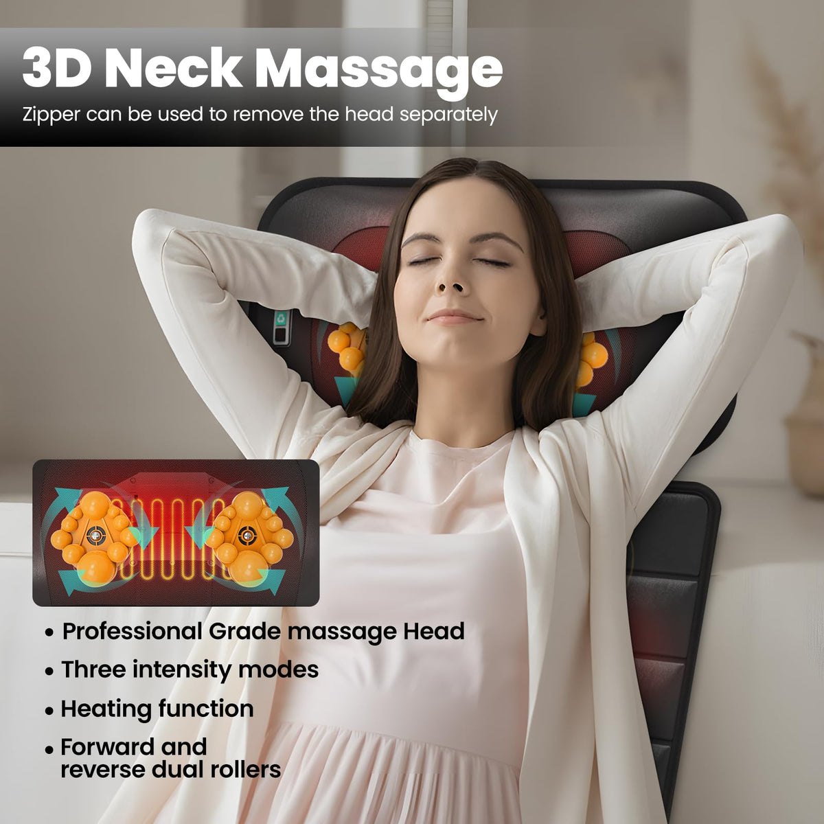 Black Full Body Vibration Heating Massage Mat with 10 Vibrating Motors and 9 Speed Settings I145