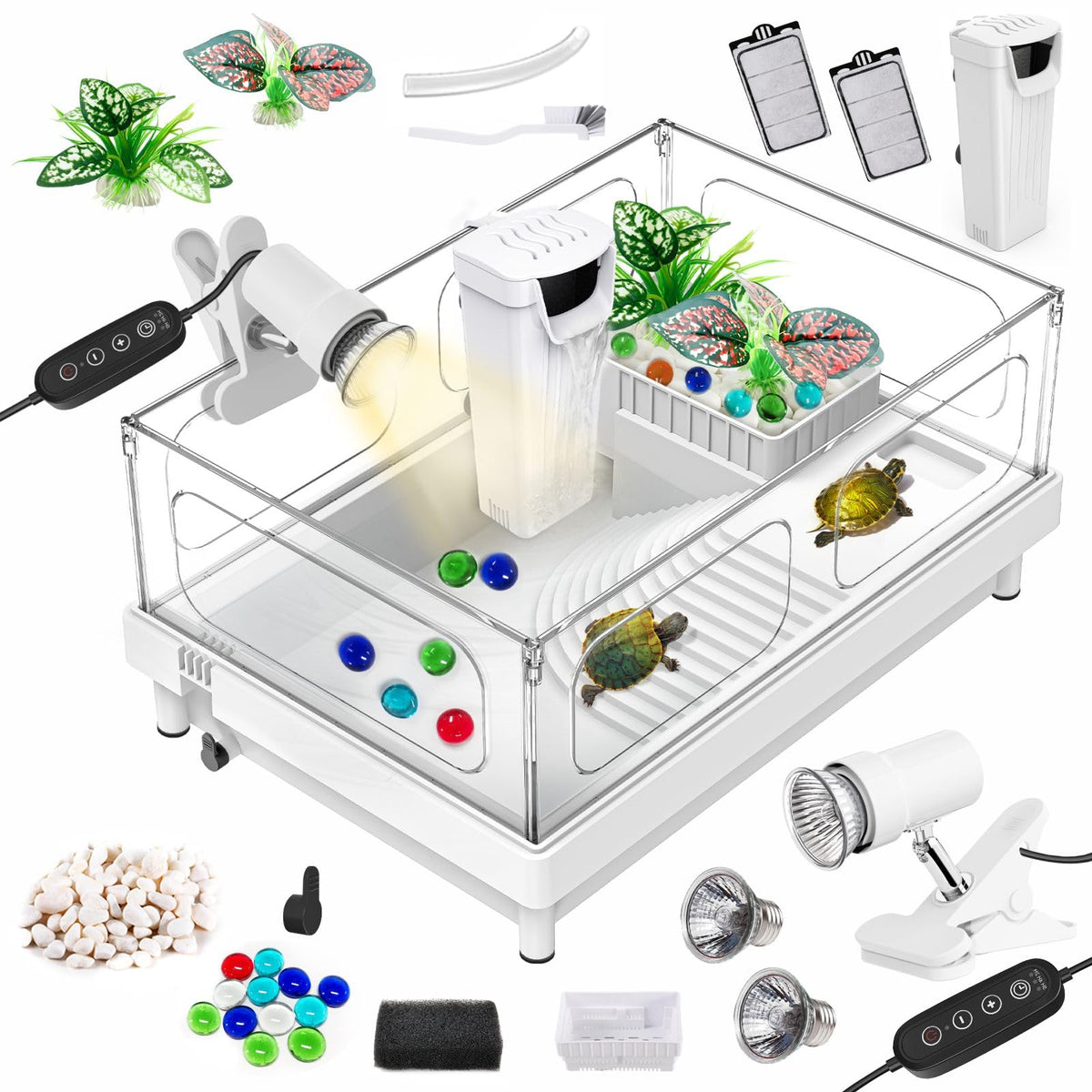 Small Turtle Tank Kit with Adjustable Lamp and Filter F86790