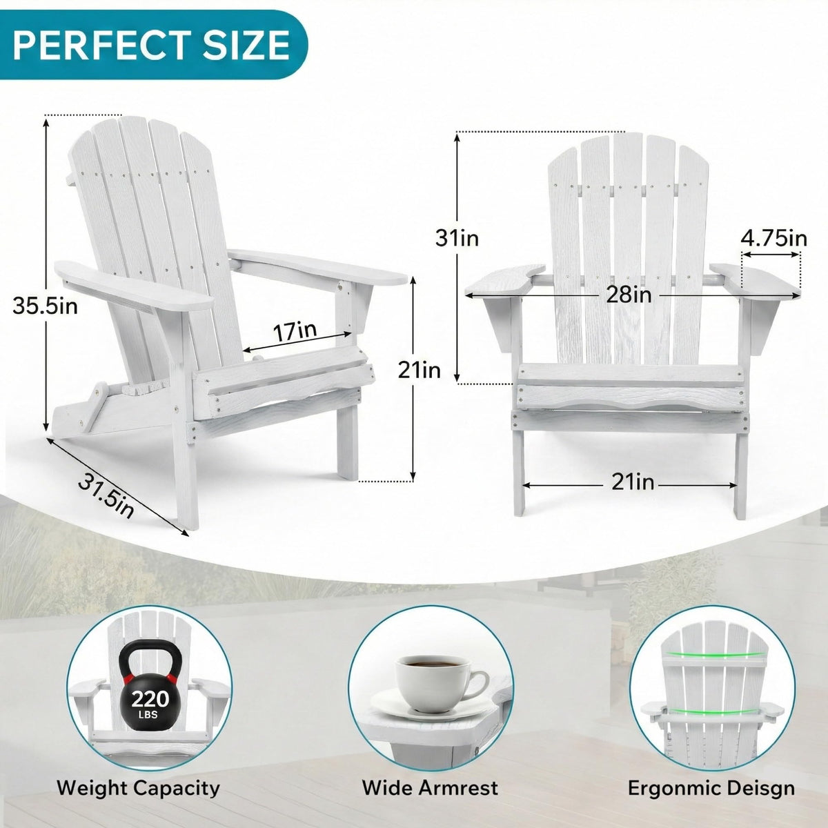 Folding Solid Cedar Wood Outdoor Chair B5391