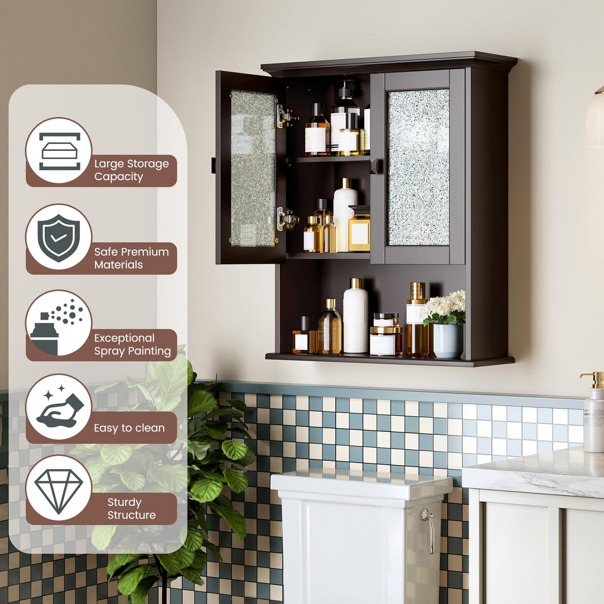 Wall Mount Bathroom Cabinet with Glass Door B245006