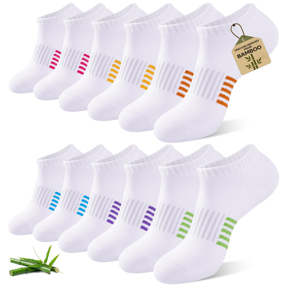 6 Pairs Bamboo Viscose Low Cut Ankle Socks Q956