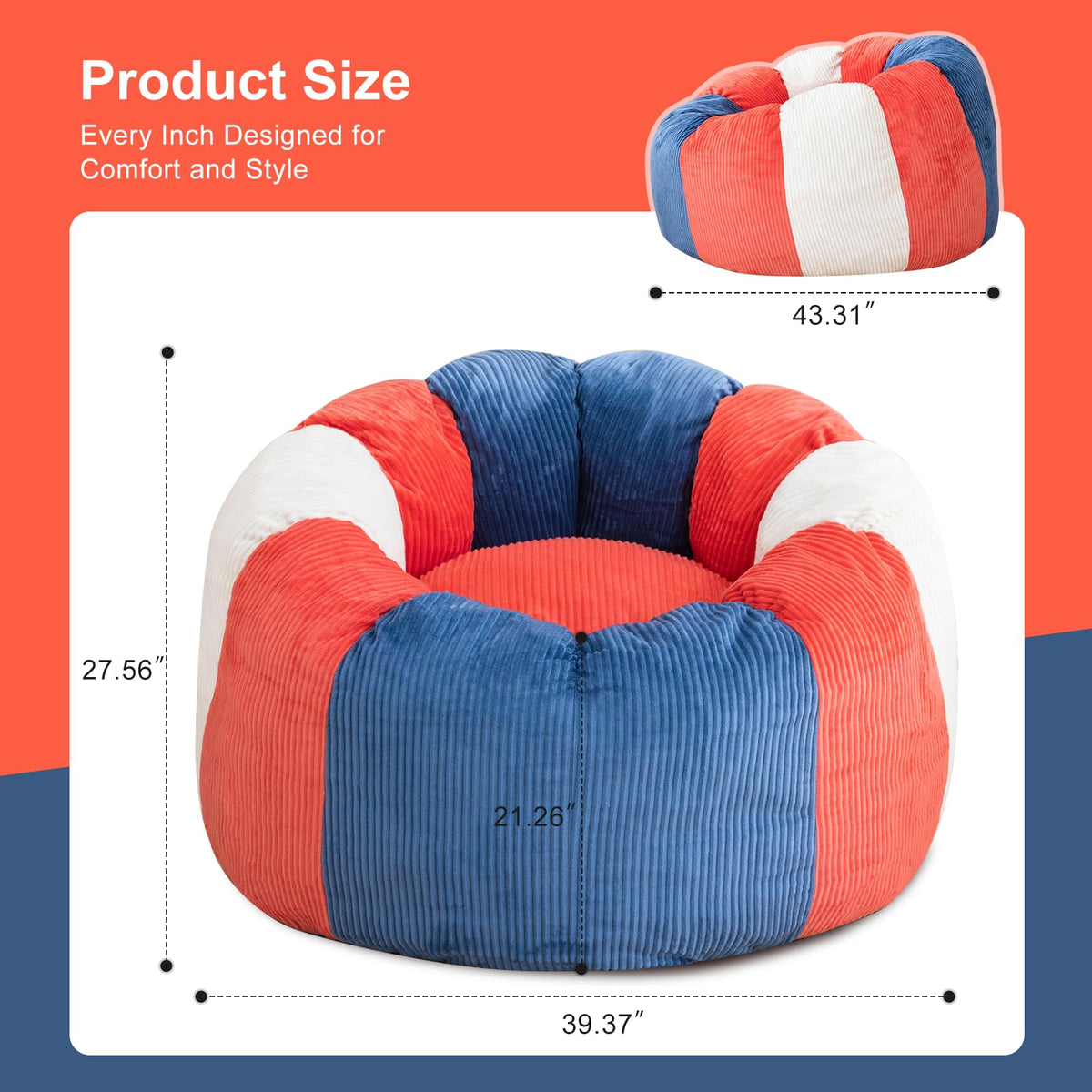 Shredded Foam Bean Bag Chair with Arms F230