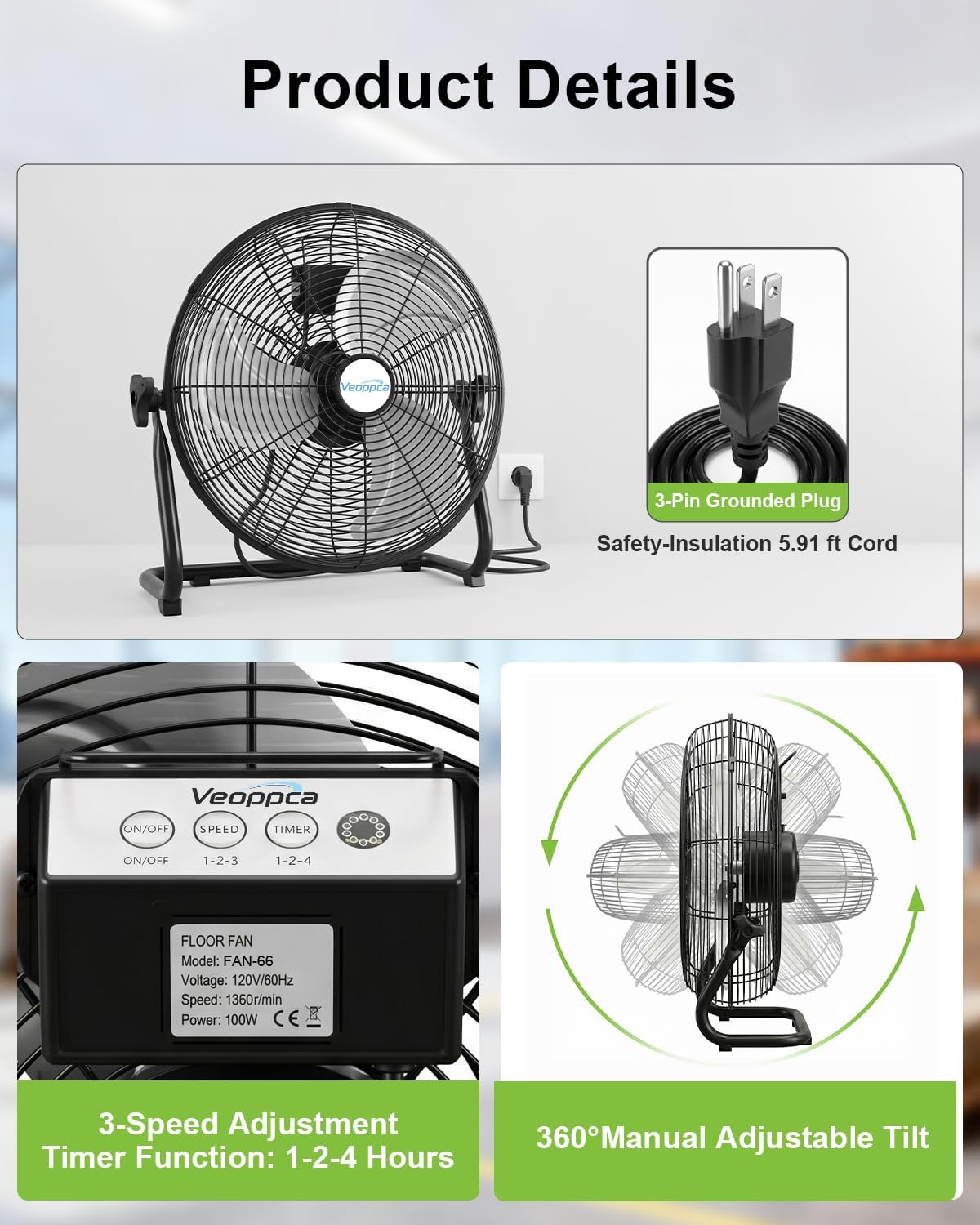 18" Industrial High Velocity Floor Fan with Remote X1033