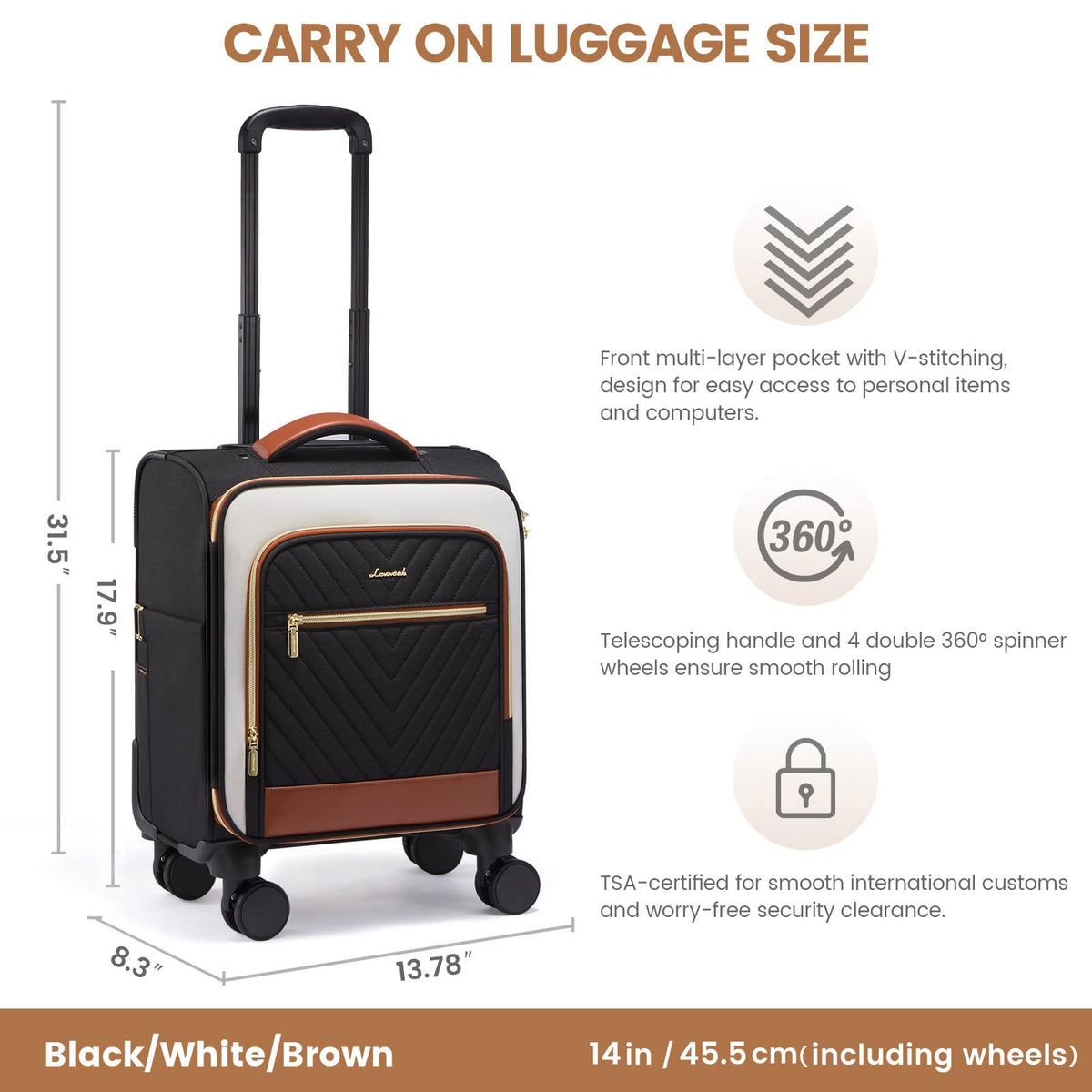 14 Inch Lightweight Spinner Carry On Suitcase with TSA Lock I781