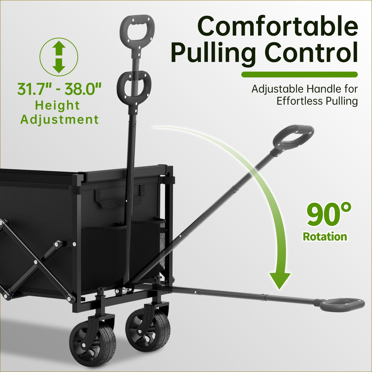 34" Extra Long Collapsible Wagon Cart, 360LBS Capacity, Black R5682