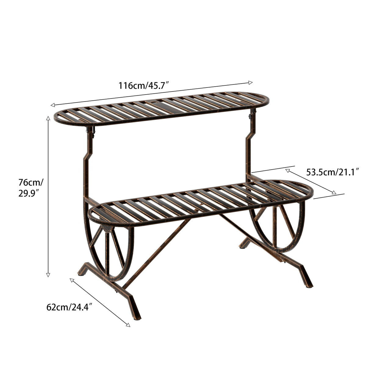 Convertible Outdoor Bench with Cast Iron Wagon Wheel Arms K7361
