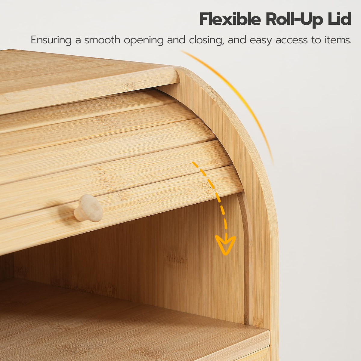 Bamboo 2 Tier Roll-Top Bread Box A490
