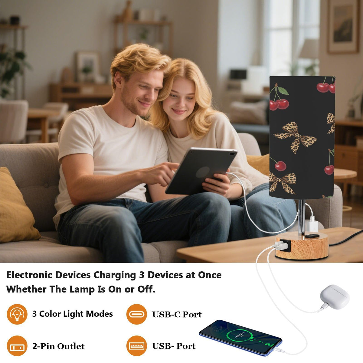Bedside Table Lamp with USB K929