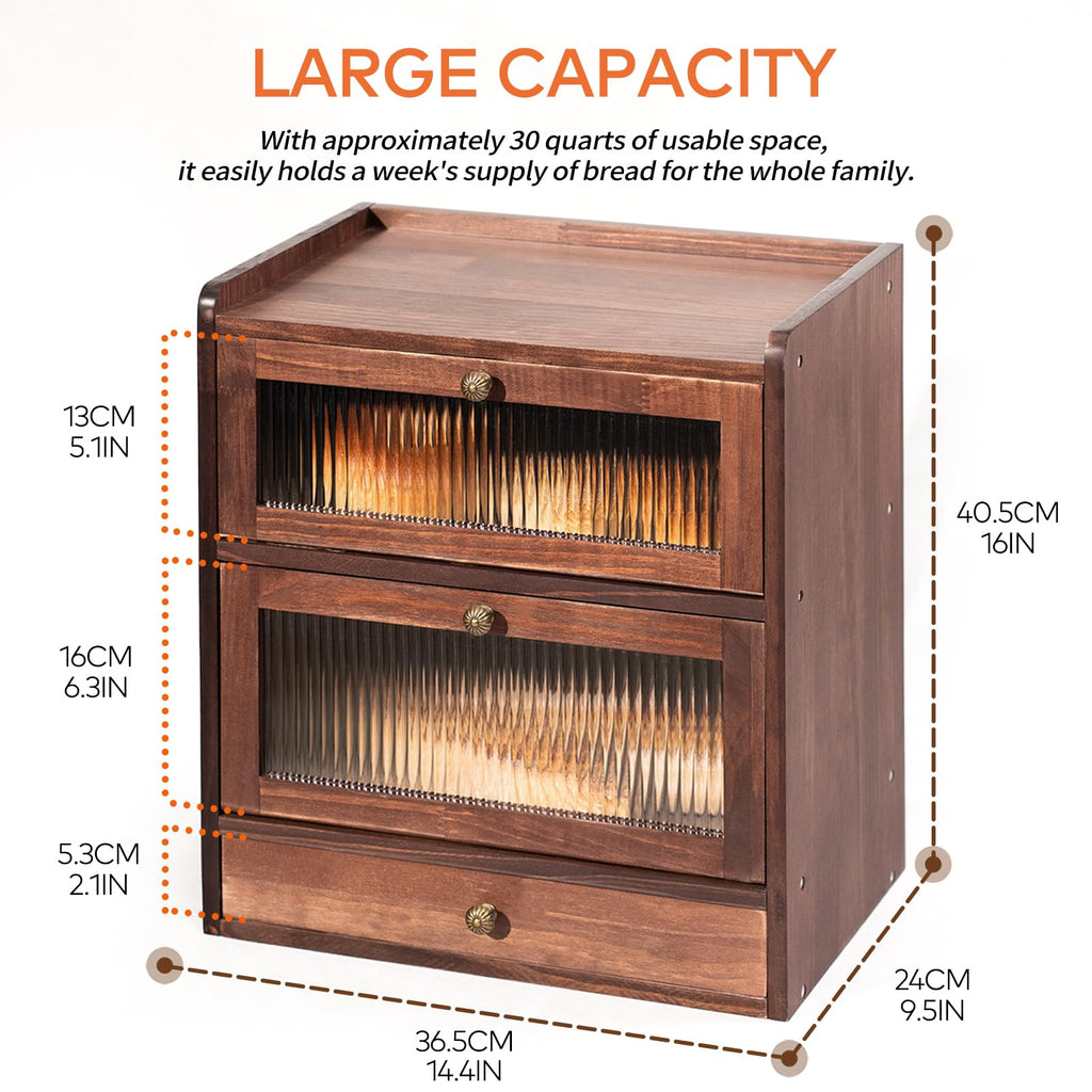 Wood Bread Box with Cutlery Drawer B745