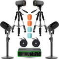 USB Audio Interface 2 XLR Dynamic Microphones 2 4K UHD Cameras Podcast Equipment Bundle Z560503