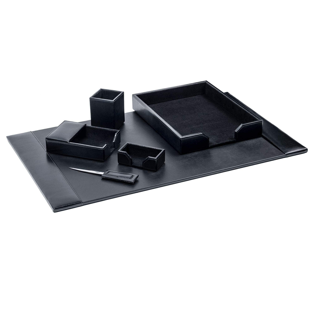 Black 6 Piece Bonded Leather Desk Set X15314