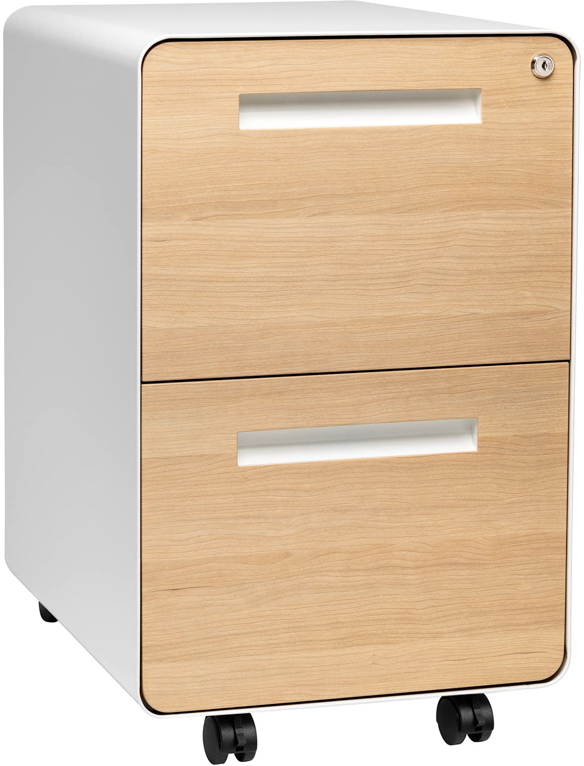 White 2 Drawer Mobile File Cabinet with Lock P528