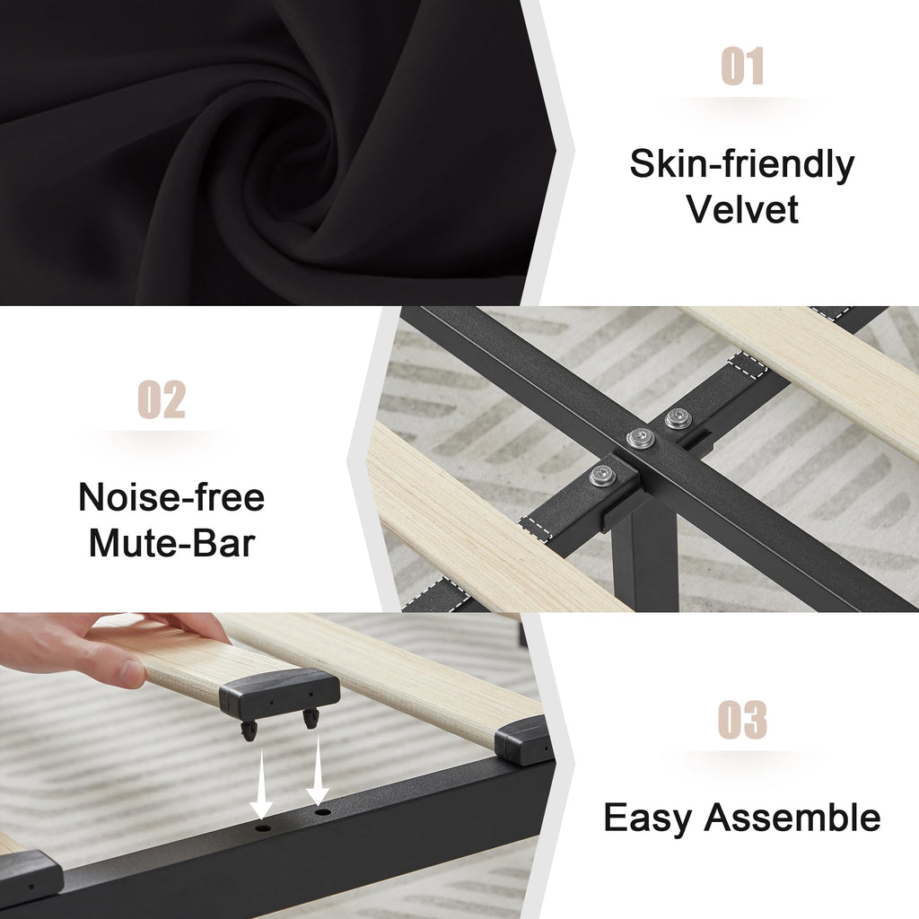 Queen Size Black Bed Frame with 4 Storage Drawers C59734