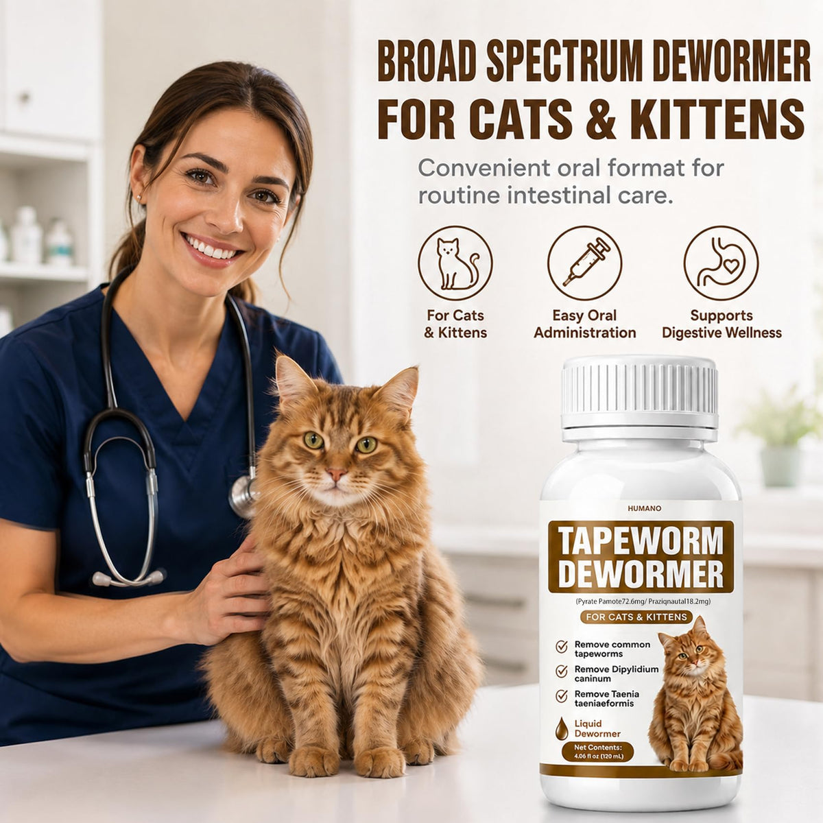Broad Spectrum Cat Tapeworm Dewormer F552
