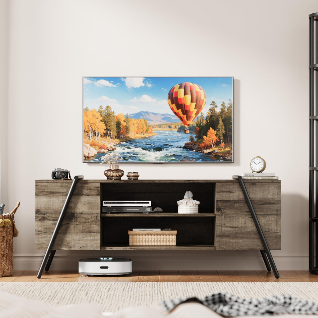 55.12" Weathered Oak Wooden TV Stand U9764