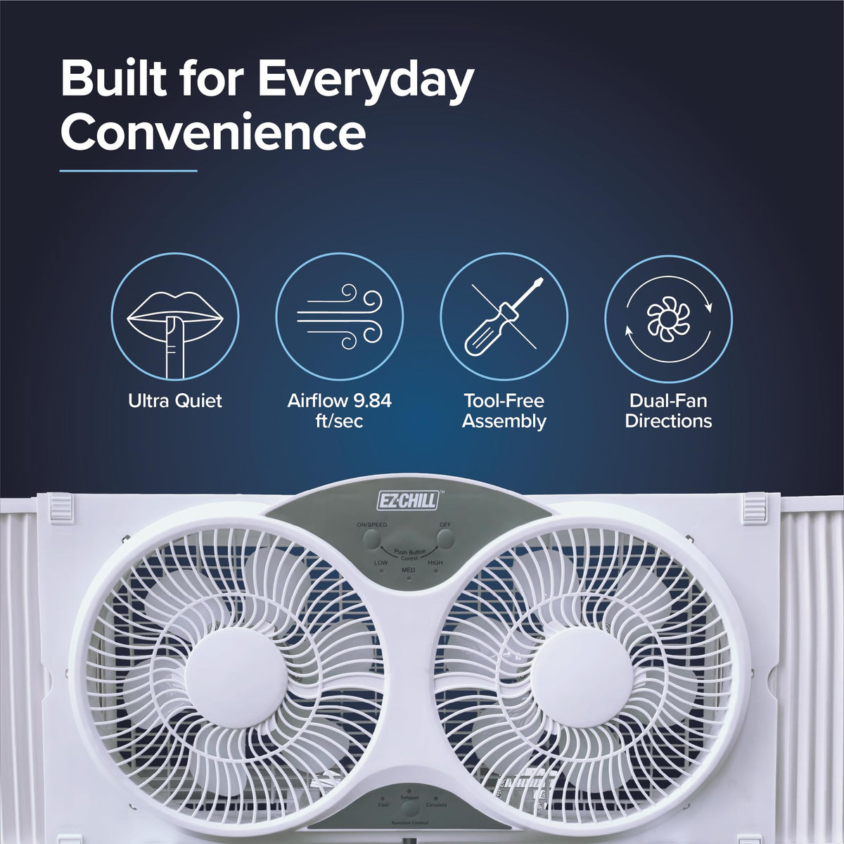 9” Window Fan with Remote Control, 3 Speed Dual Fans, White X922