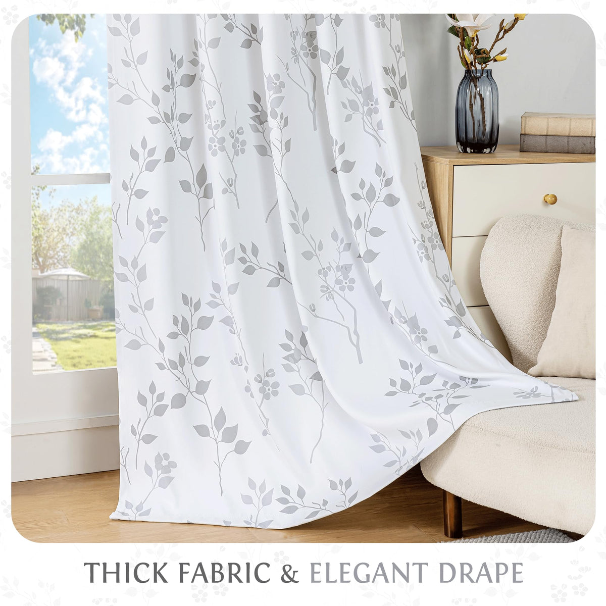 Grey White 100x84 Blackout Curtains V91193