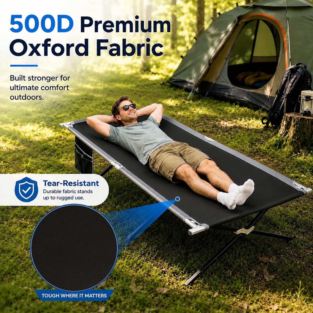 42" Extra Wide Heavy Duty Folding Cot Bed with Carry Bag O5956