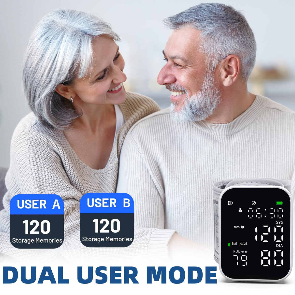 Black Digital Rechargeable Wrist Blood Pressure Monitor U88330