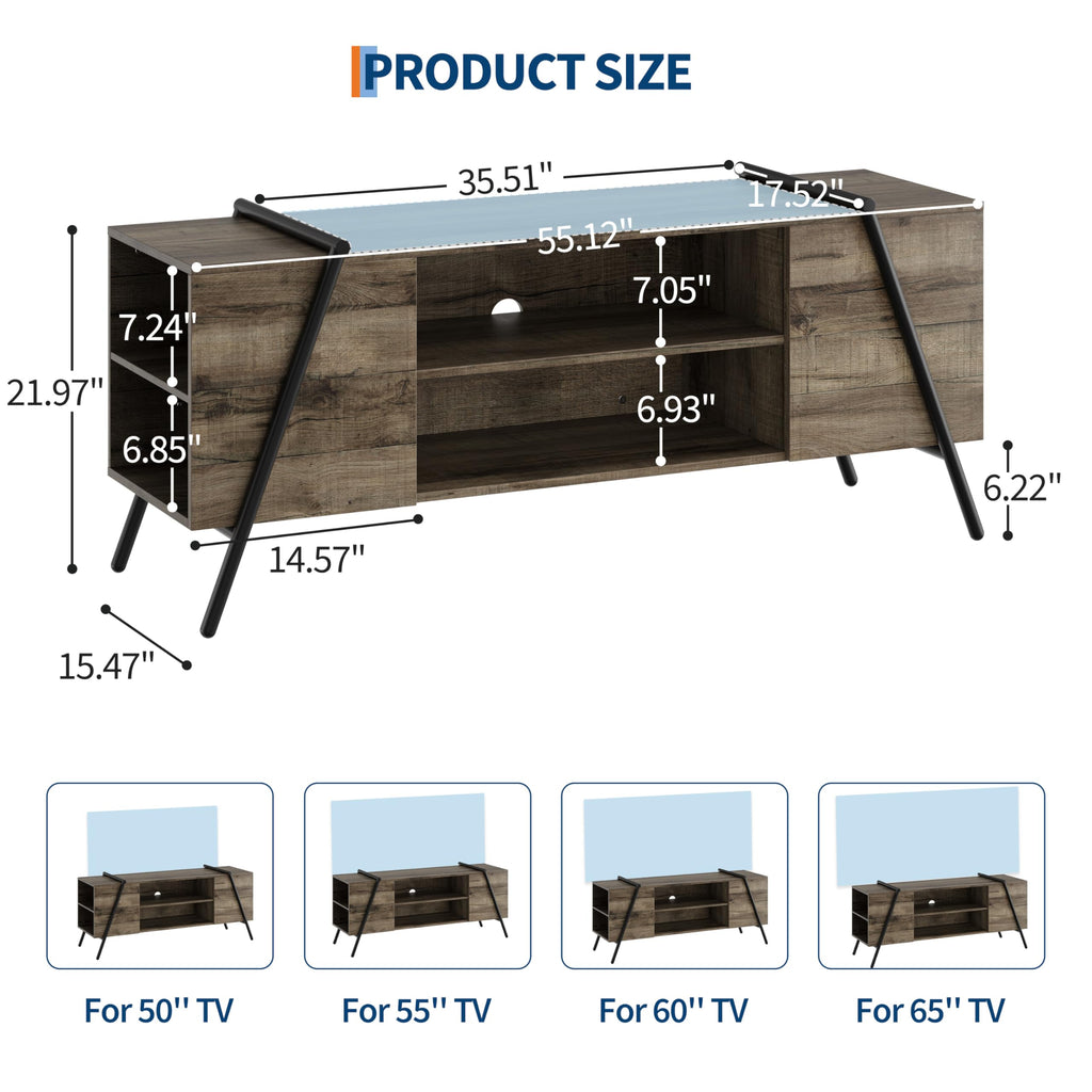 55.12" Weathered Oak Wooden TV Stand U9764