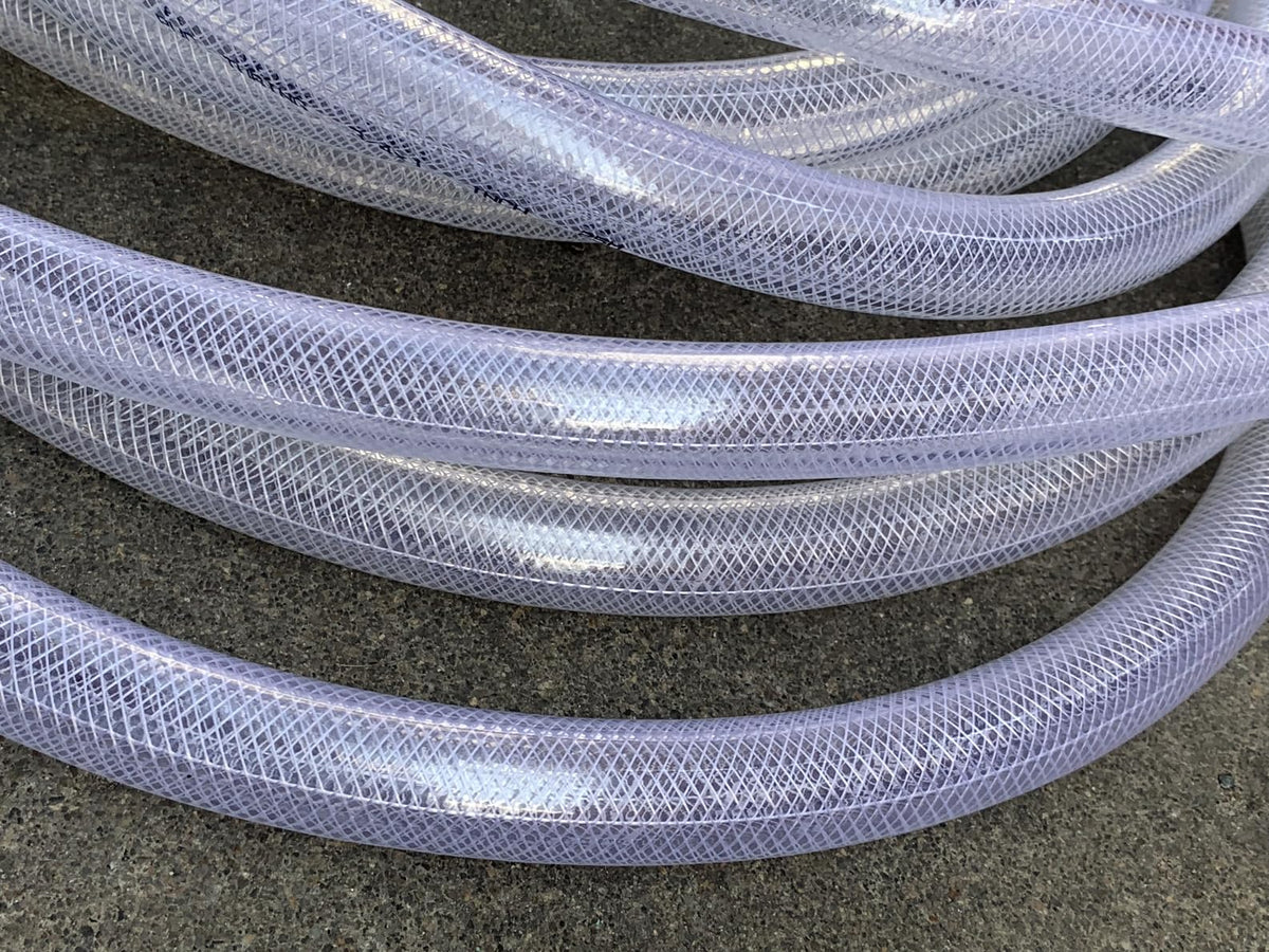 1" OD 100Ft Braided Clear PVC Vinyl Tubing E526
