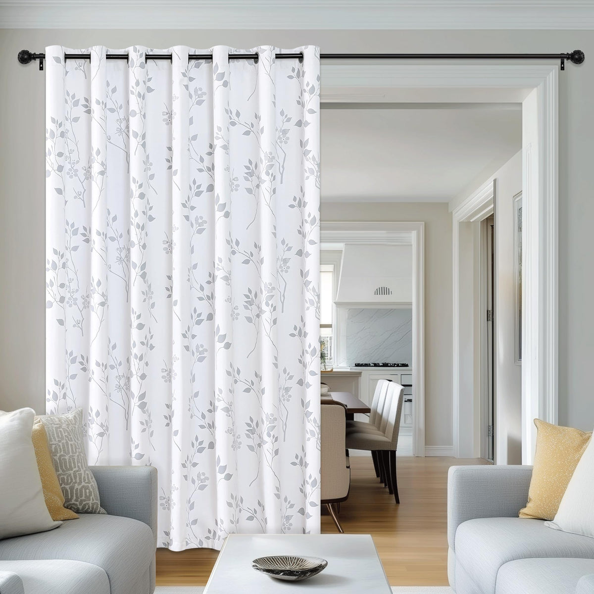 Grey White 100x84 Blackout Curtains V91193