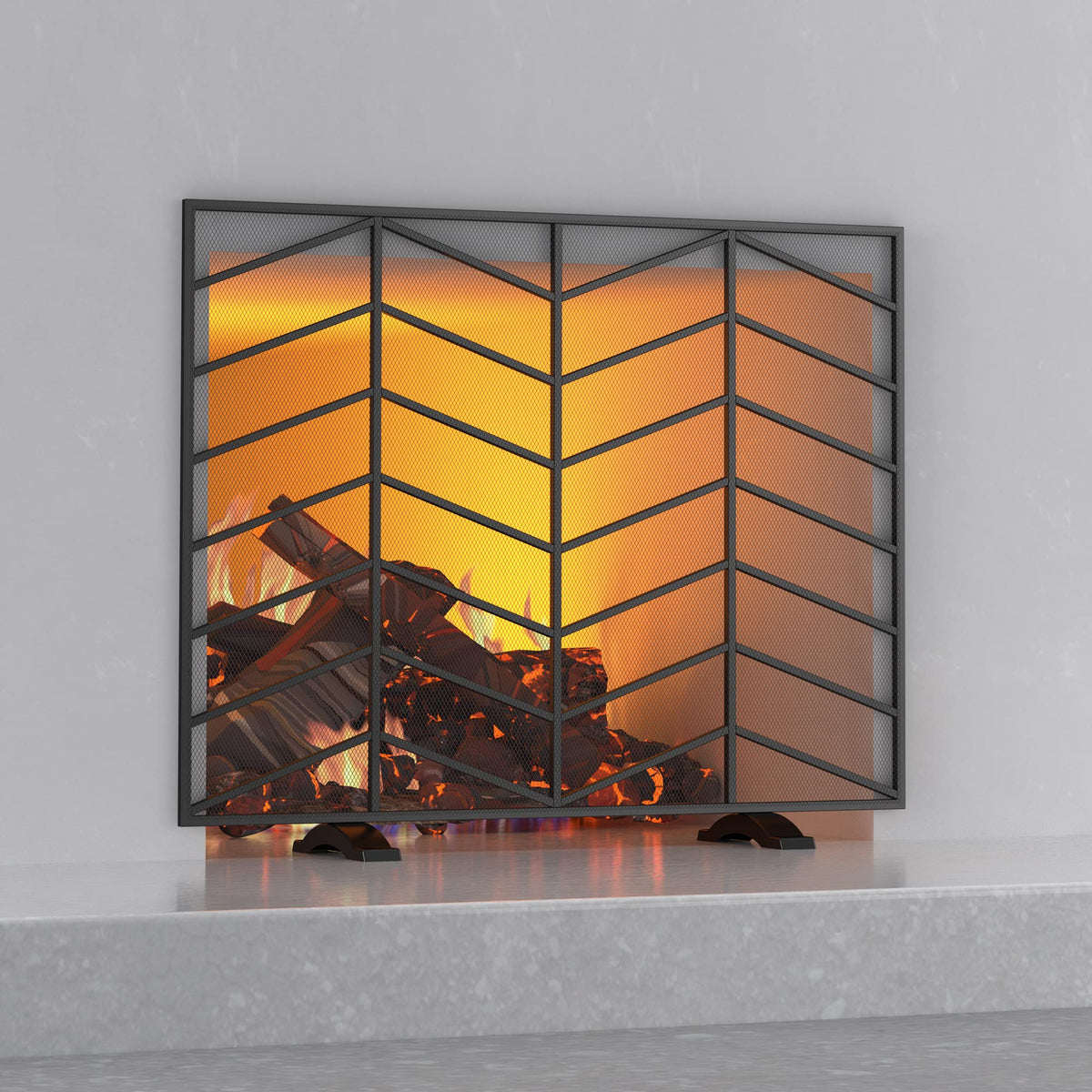 Iron Chevron Fireplace Screen A759592