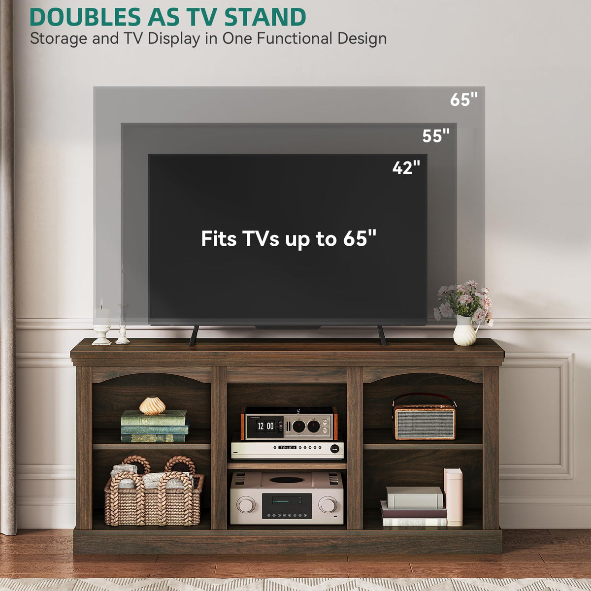 Farmhouse TV Stand with Cord Management N992
