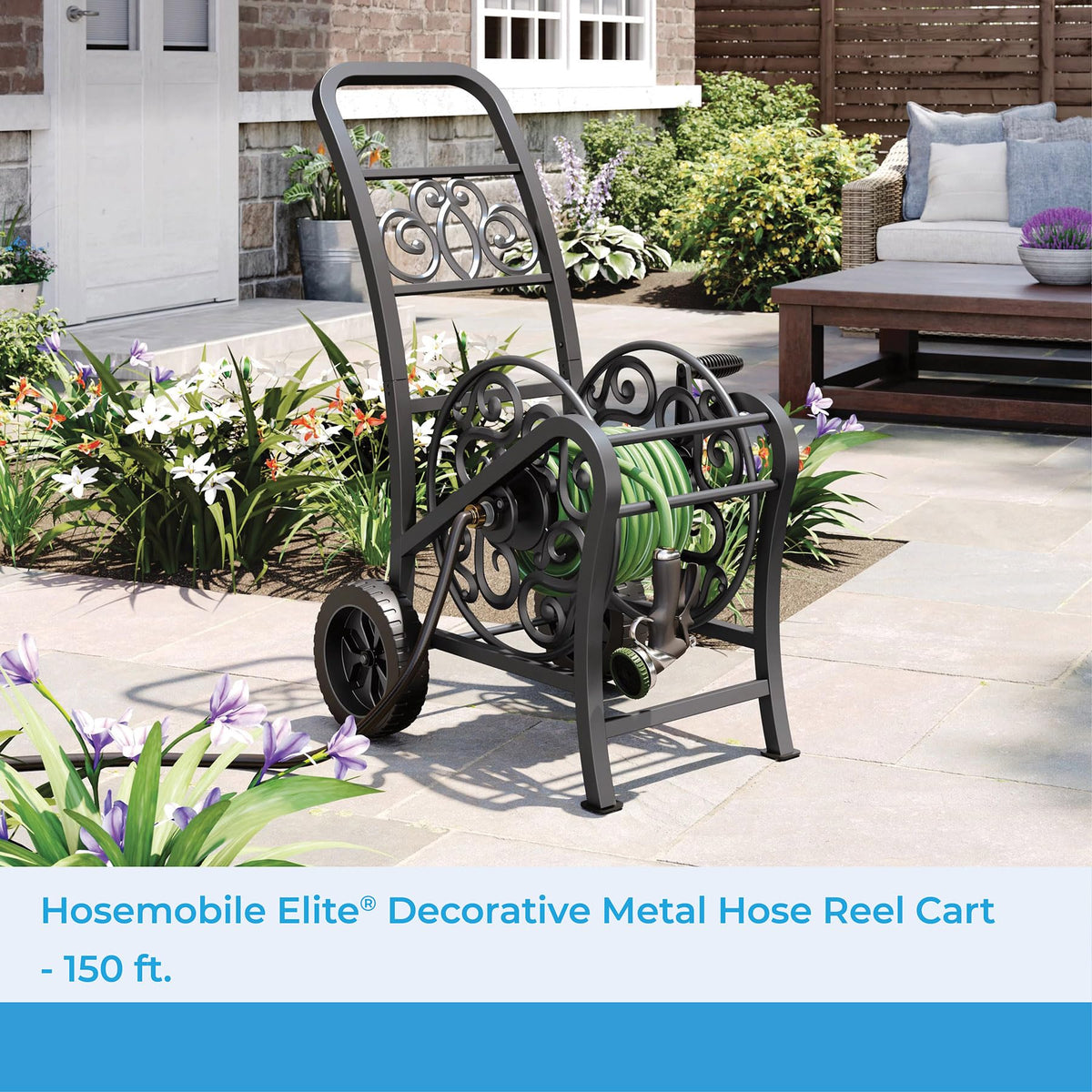 Metal 150' Hose Cart with Flat-Free Wheels O625