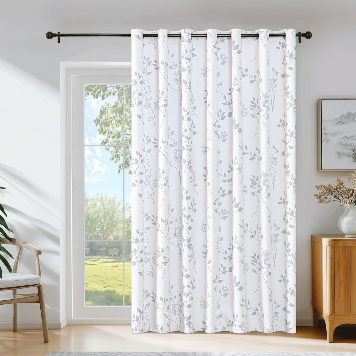 Grey White 100x84 Blackout Curtains V91193