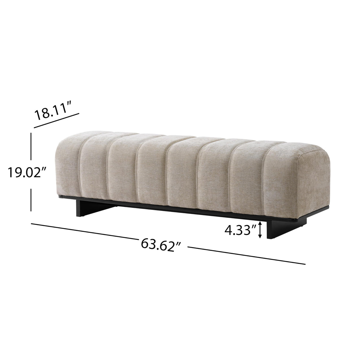 Oatmeal Black Chenille Upholstered Dining Bench H210