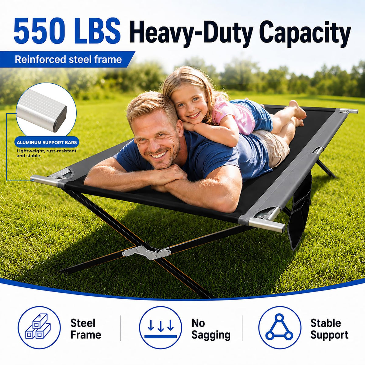 42" Extra Wide Heavy Duty Folding Cot Bed with Carry Bag O5956