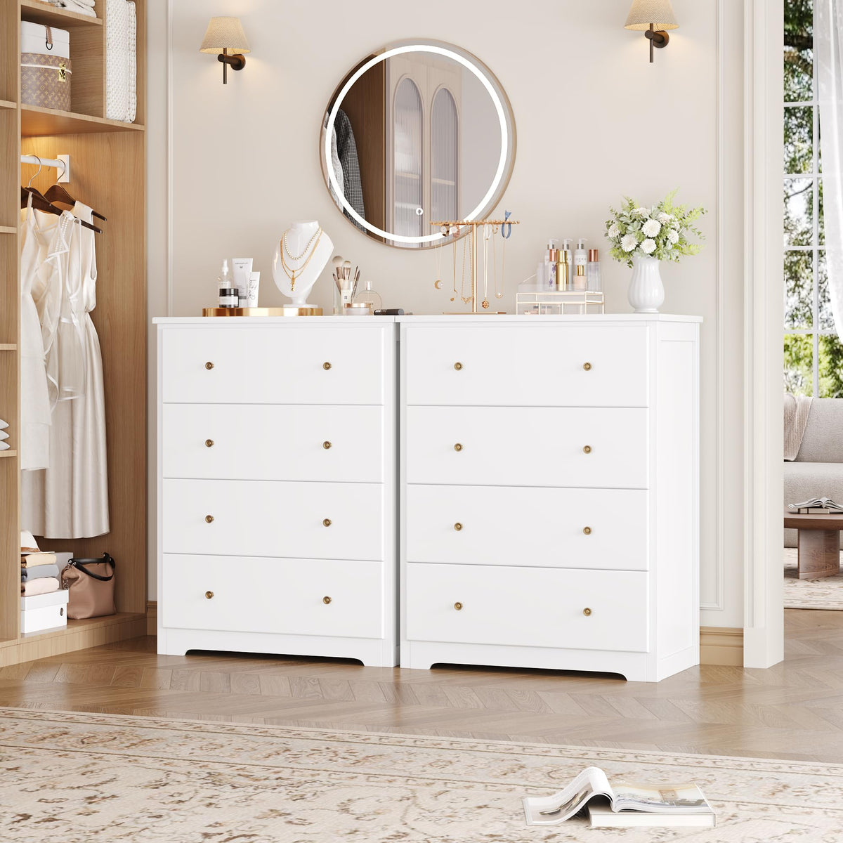 White 4 Drawer Wood Dresser F40073