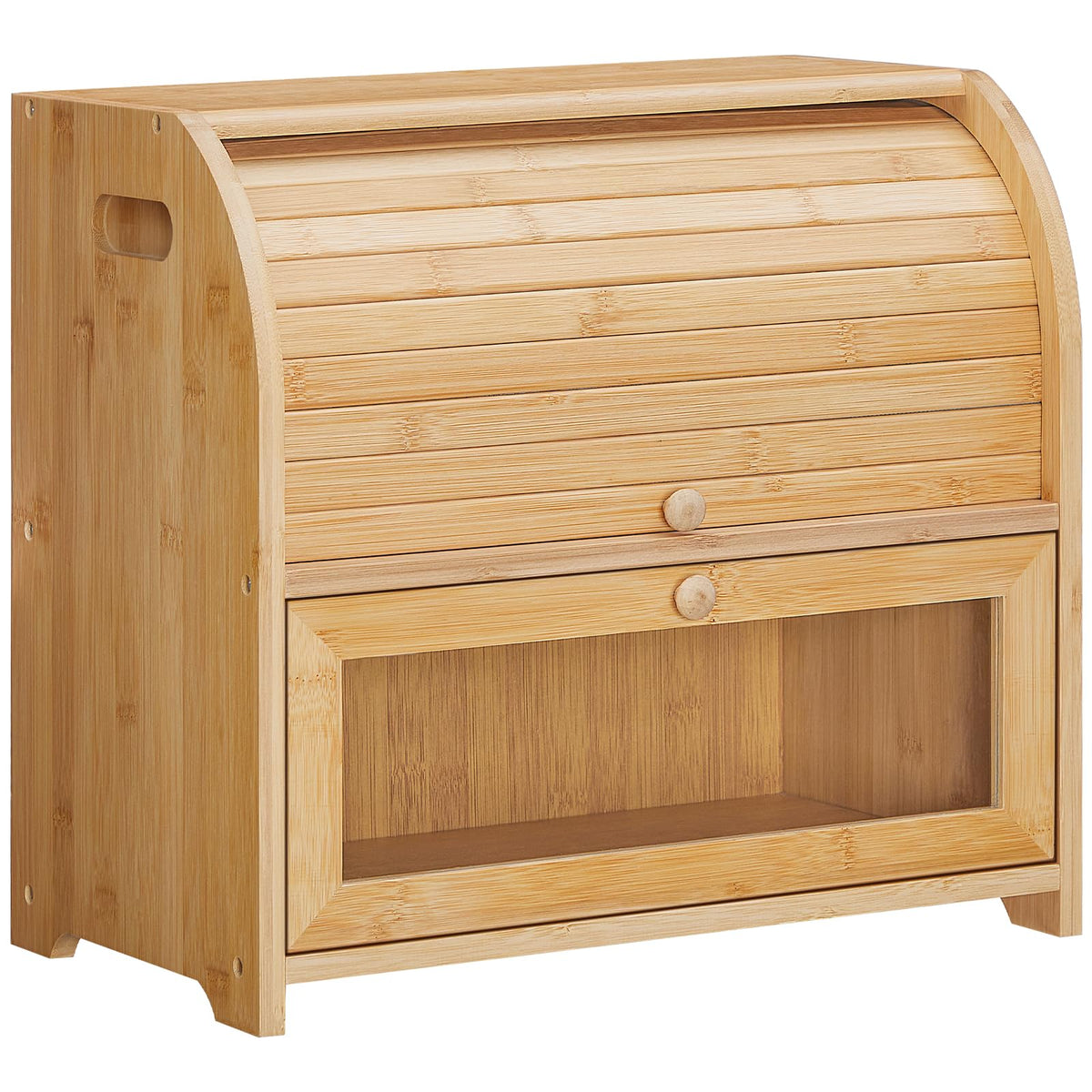 Bamboo 2 Tier Roll-Top Bread Box A490